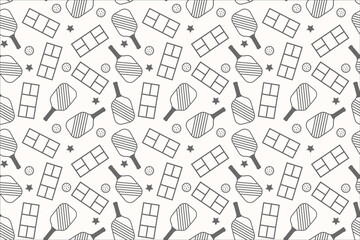 Pickleball Paddles and Courts Vector Pattern