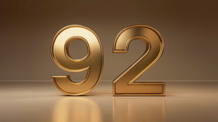 Golden number 92 in luxury 3D design