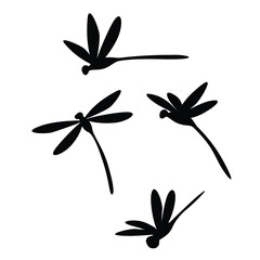 dragonfly silhouette. beautiful insect sign and symbol.