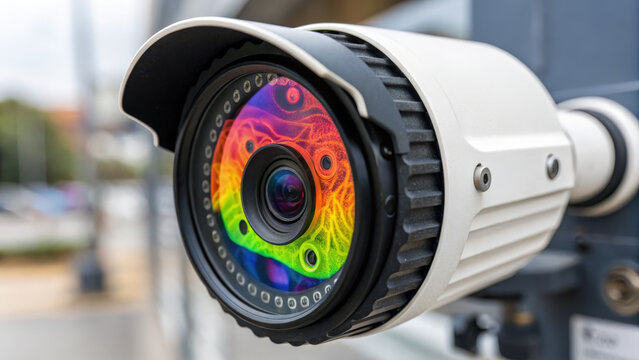 Surveillance camera captures vibrant colors showcasing agentic AI system designed for security monitoring and data collection