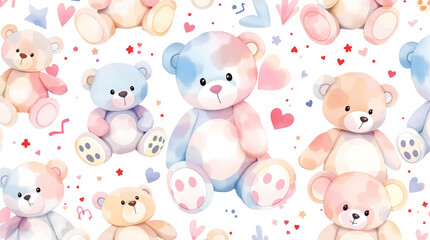 vector teddy bear seamless pattern design for a kids textile, room decor. Teddy bear pattern design for a baby shower, wrapping paper, birthday party decor.
