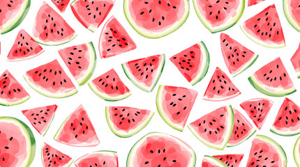 Watercolor pattern watermelon on white background