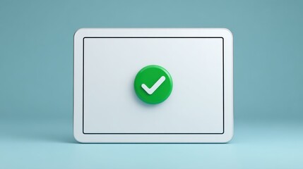 Green Checkmark Tablet: Approved, Success, Complete