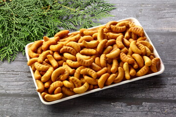 Delicious appetizers- crunchy baked cashew biscuits.