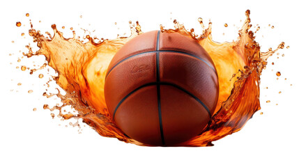 Basketball splash effect isolated on transparent background. PNG.