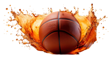 Basketball splash effect isolated on transparent background. PNG.