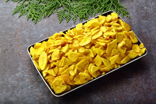 Banana chips- upperi , delicious snack food from Kerala cuisine.
