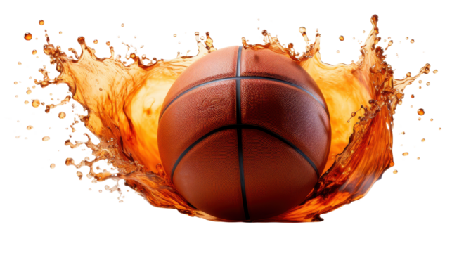 Basketball splash effect isolated on transparent background. PNG.