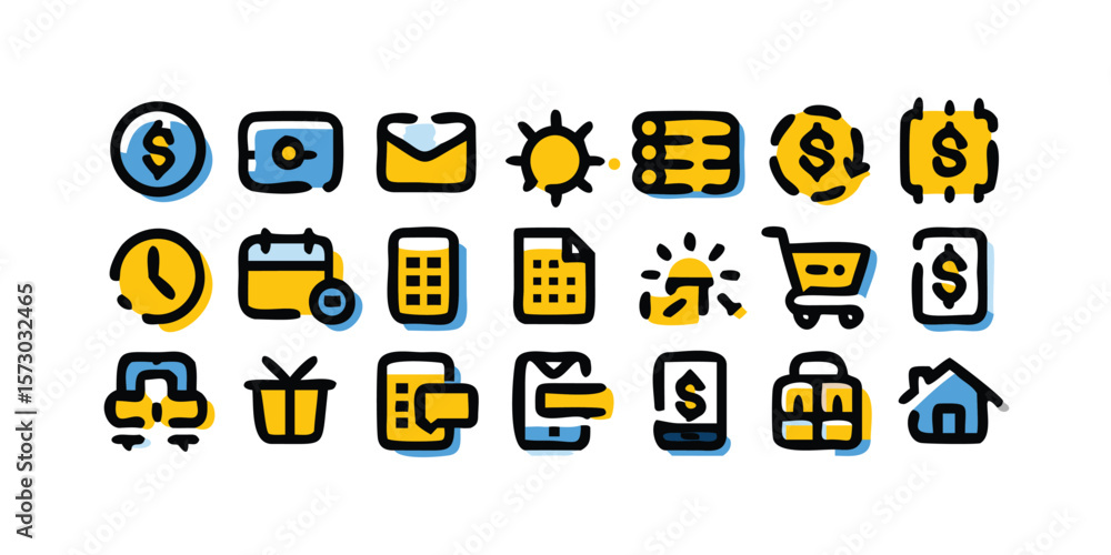 Poster extensive collection of trendy line style icons perfect for business and general use featuring a mod