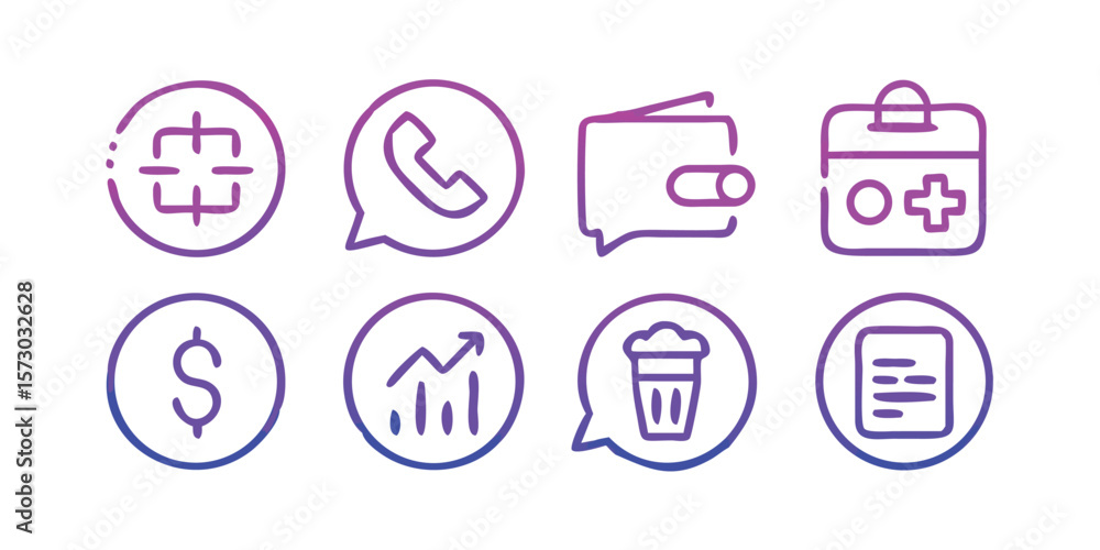 Poster extensive collection of eighty business icons in a modern trendy line style perfect for websites pre