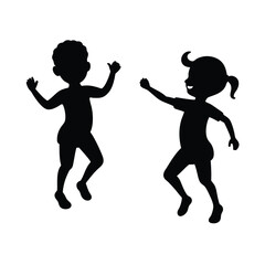 children silhouette vector showing joyful motion