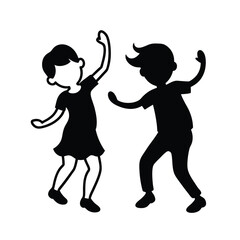 child silhouettes with expressive poses dancing vector art