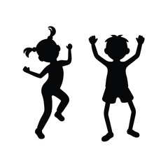 child silhouettes with expressive poses dancing