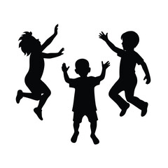 child silhouettes in playful motion inclusive vector art