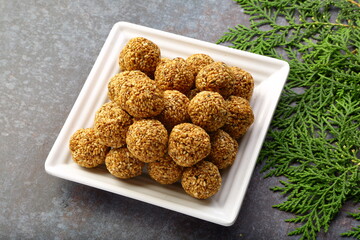 Popular Indian sweet snack food- sesame balls, 