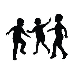 silhouettes of children playing guitar