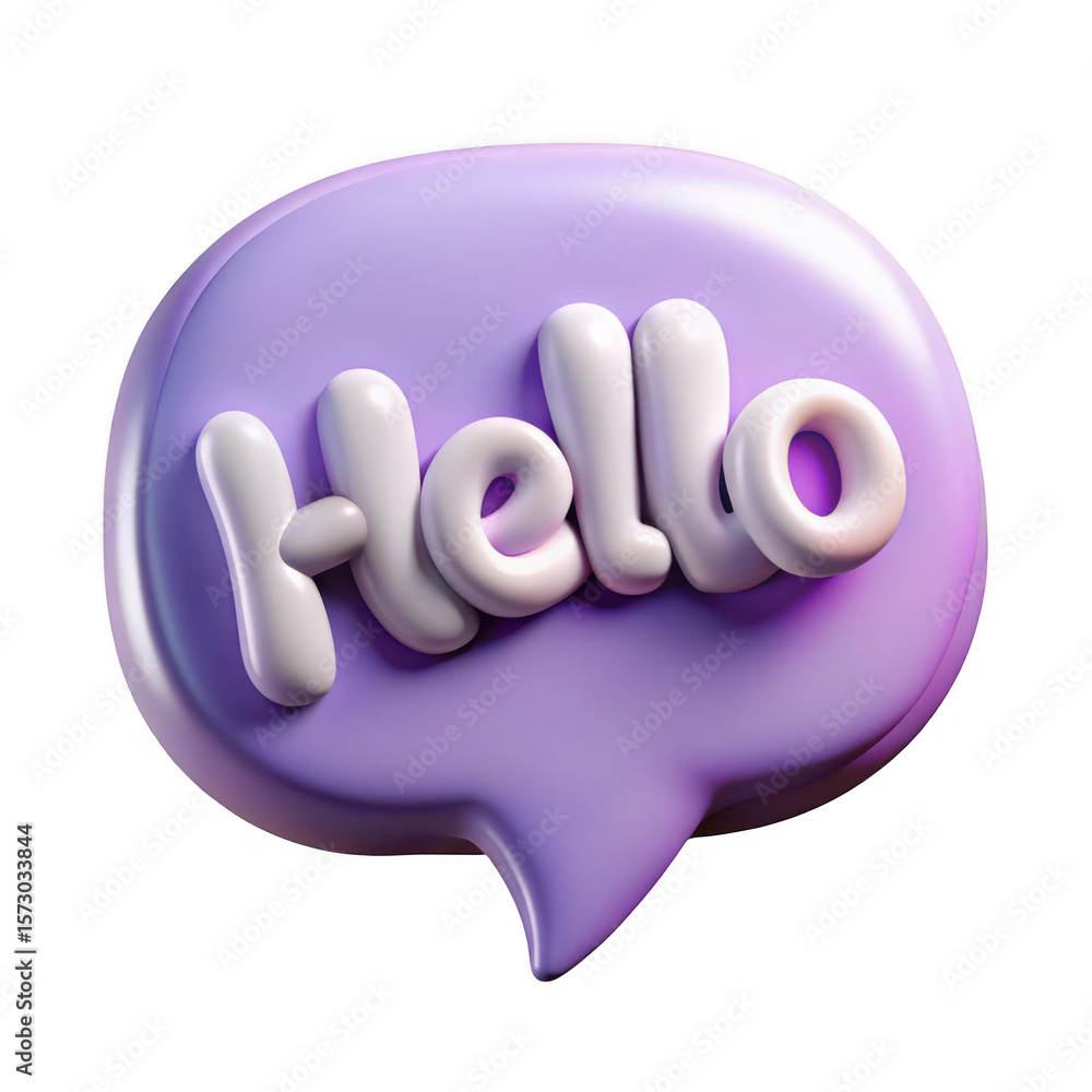 Fototapete 3d rendered hello speech bubble isolated on transparent background