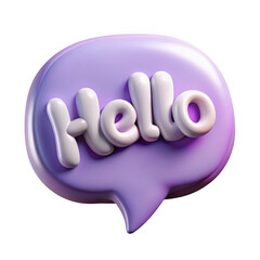 3d rendered hello speech bubble isolated on transparent background