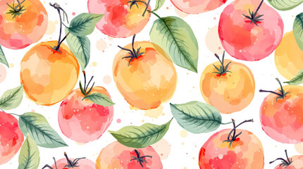 Watercolor pattern mango on white background	