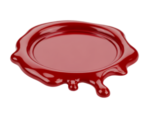 Red wax seal blob isolated on transparent background.