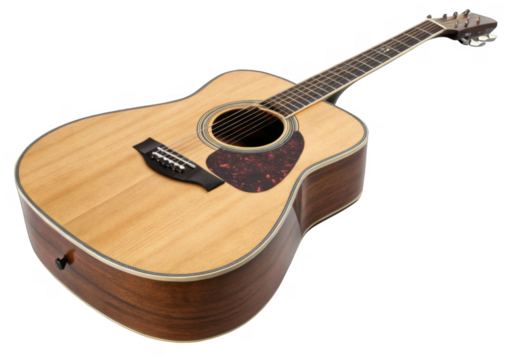 acoustic guitar isolated on a transparent background.	