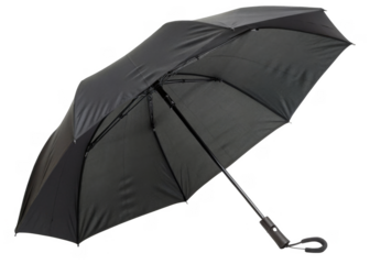 black umbrella isolated on a transparent background.	