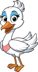 Cute Cartoon Female Duck Vector Illustrations