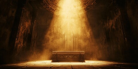 A mystical light glowing inside a sacred altar