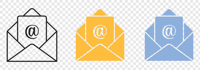 Vector illustration of E mail icon set isolated on transparent background