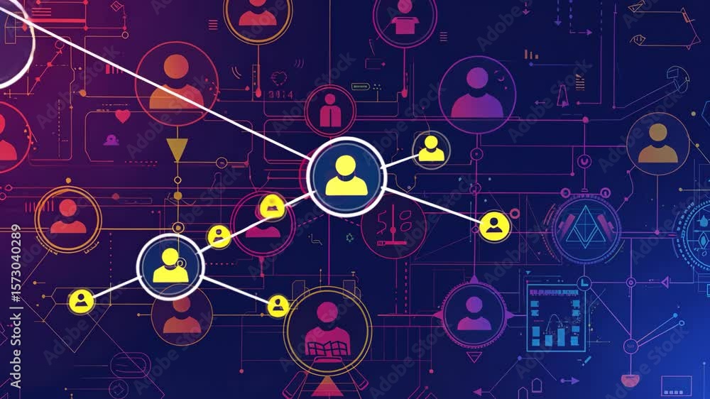Poster organizational structure concept illustrating teamwork in a business workflow