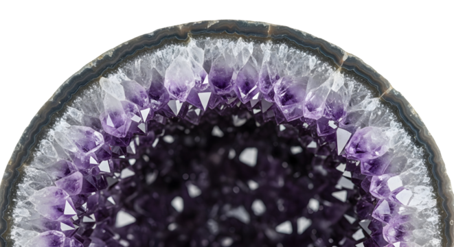 Amethyst geode cross section