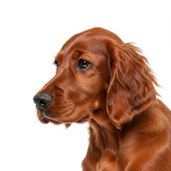 Adorable Irish Setter Puppy with Gleaming Red Coat Posing Gracefully.