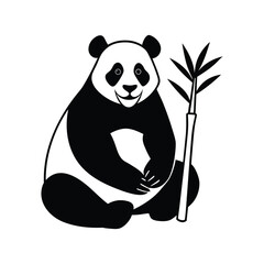 panda bear with bamboo