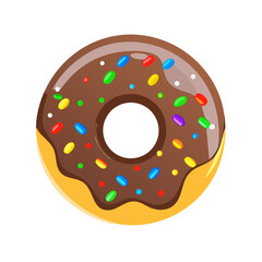 Colorful donut icon with chocolate glaze and rainbow sprinkles