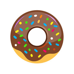 Colorful donut icon with chocolate glaze and rainbow sprinkles