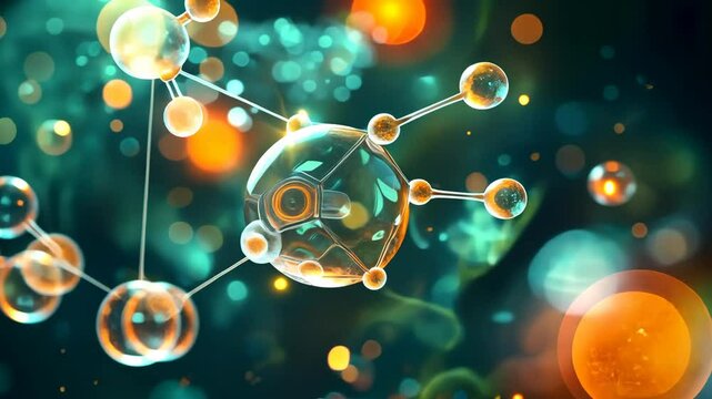 Oxygen molecules represented as nano particles in a sleek