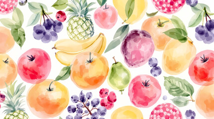 Seamless pattern watercolor fruits