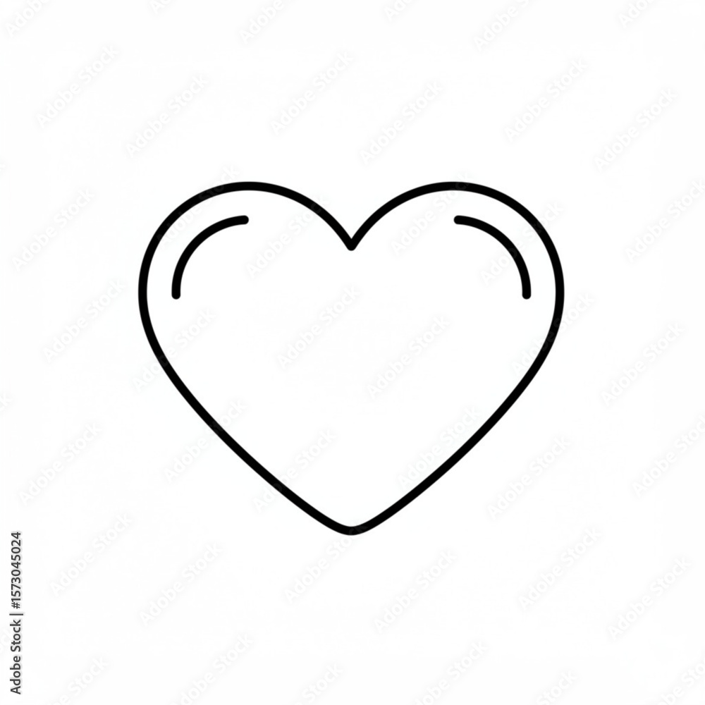 Poster simple outline heart shape icon with smooth curves and a clean design