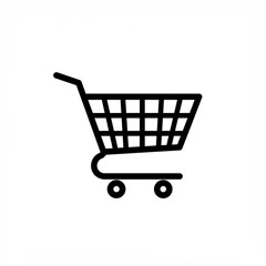 Simple black outline icon of a shopping cart on a white background