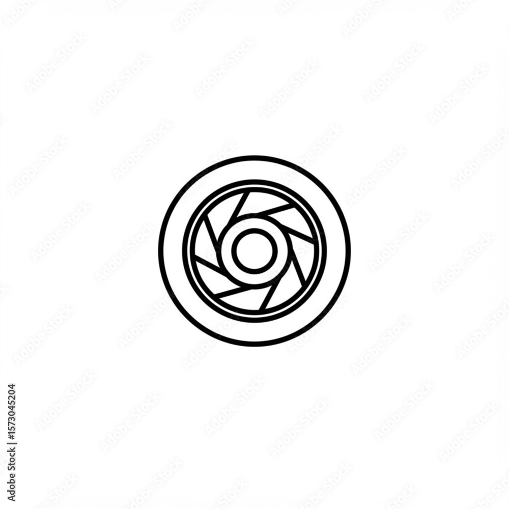 Poster abstract circular graphic design representing a camera aperture or iris diaphragm