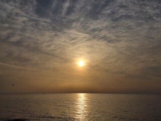 Early dawn, horizon sunrise, beautiful natural sunrise dawn seascape background, Yeongdeok, South...