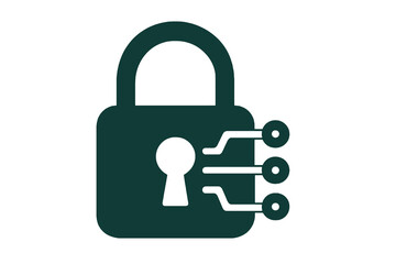 simple green data security lock symbol, clean design on transparent