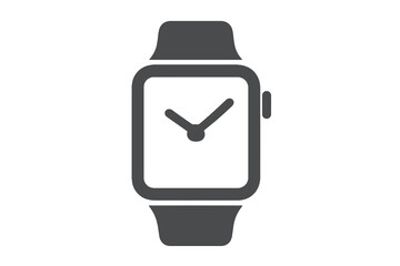 simple dark gray smart watch symbol, clean design on transparent