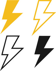 Yellow black white lightning bolt icons energy power