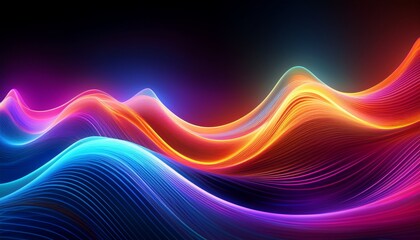 glowing neon wavy lines create a colorful energetic futuristic background gradient colors flow smoothly illuminating an electric elegant design perfect for wallpaper or graphic art