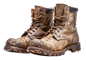 muddy boots isolated on a transparent background.	
