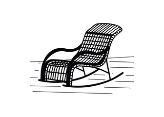 Silhouette of wicker chair isolated on a white background