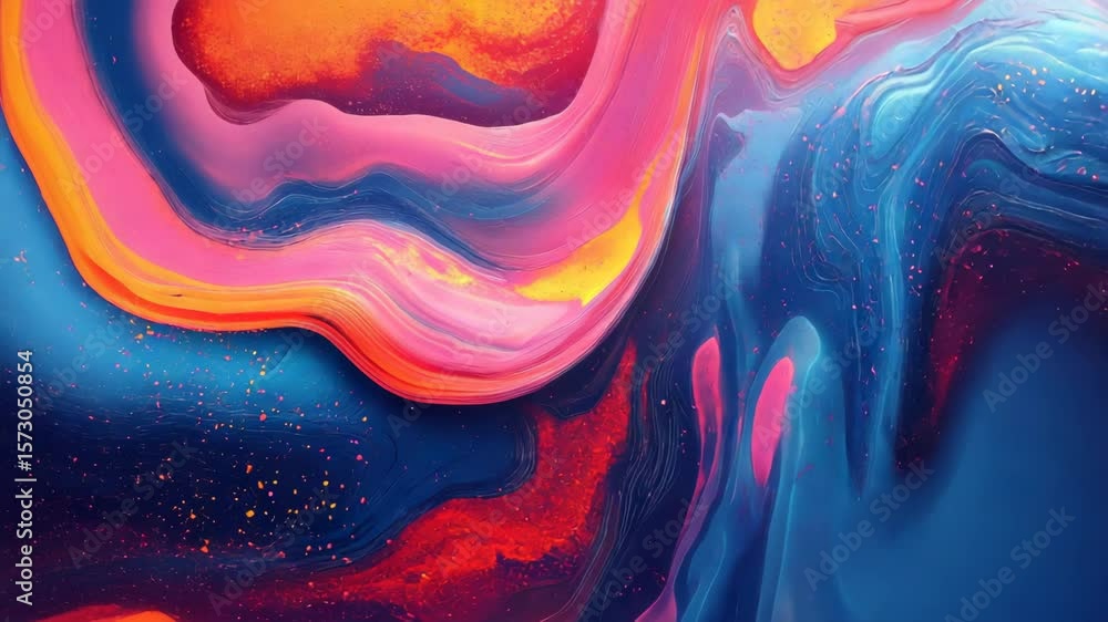 Poster vivid abstract paint swirls with bright colors and dynamic texture