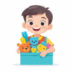 Child Carrying Toys Symbol Flat Illustration
