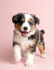 Adorable cachorro de pastor portugués con pelaje tricolor esponjoso, Generated image
